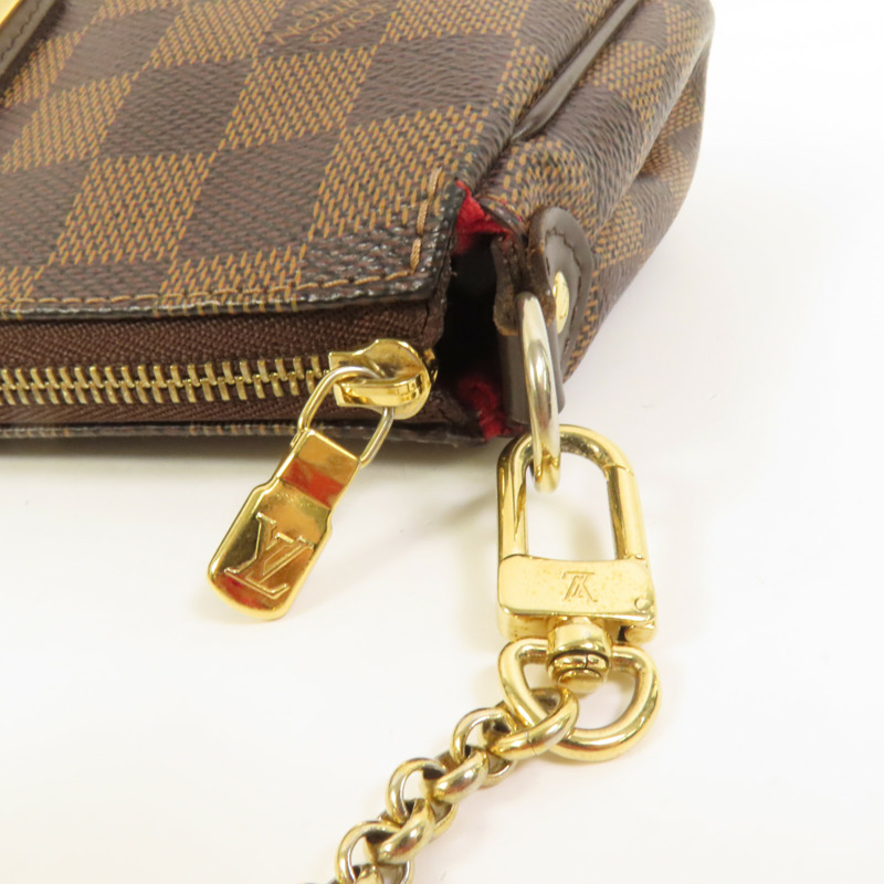 LOUIS VUITTON Damier Eva金扣手挽肩背兩用袋棕色-7