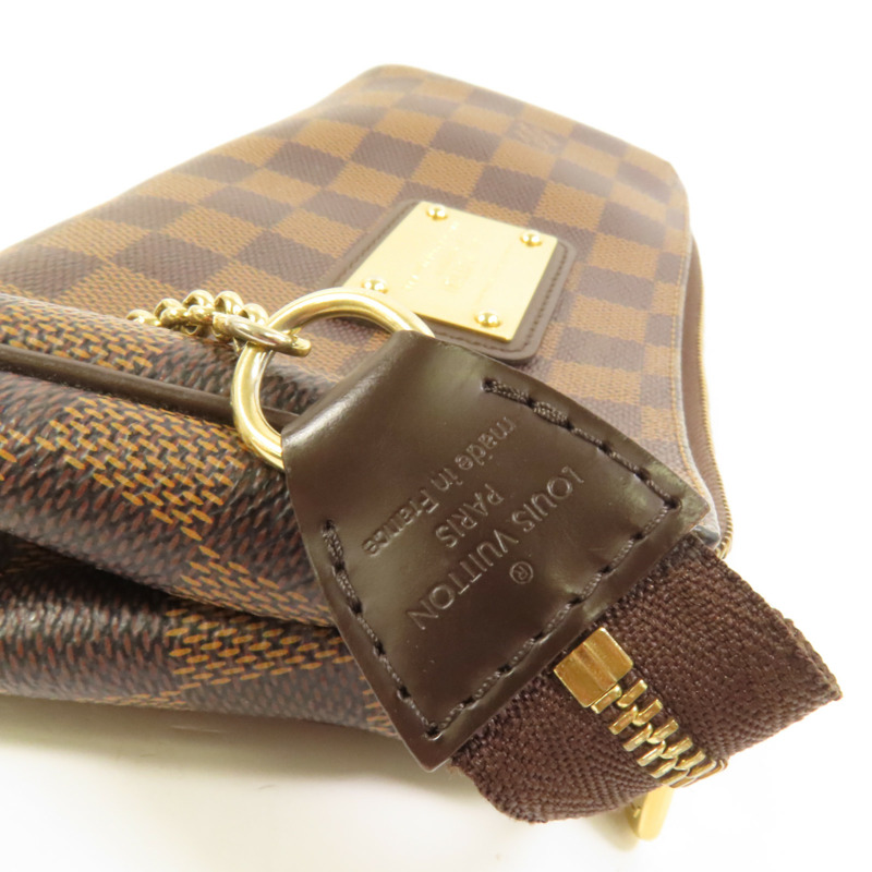 LOUIS VUITTON Damier Eva金扣手挽肩背兩用袋棕色-10