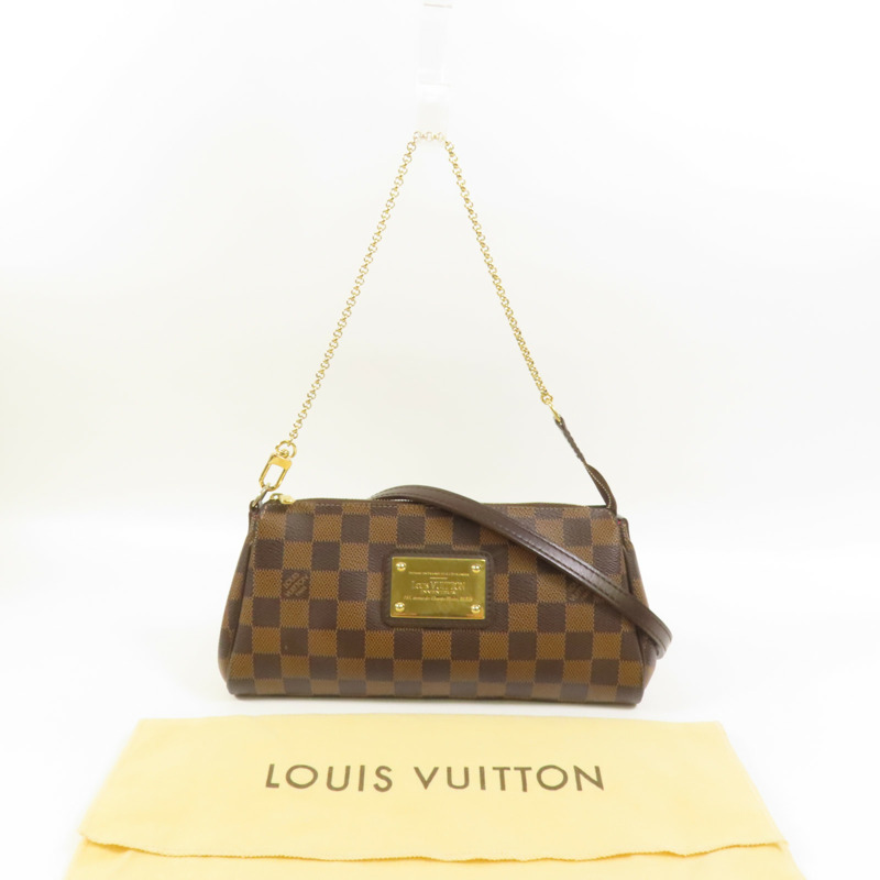 LOUIS VUITTON Damier Eva金扣手挽肩背兩用袋棕色-11