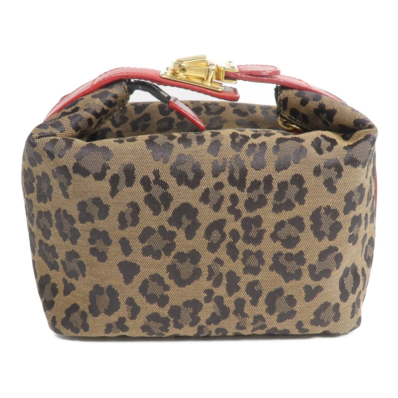 FENDI 帆布/皮革Cosmetic Pouch金扣化妝袋-1