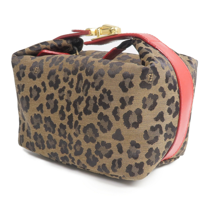 FENDI 帆布/皮革Cosmetic Pouch金扣化妝袋-2