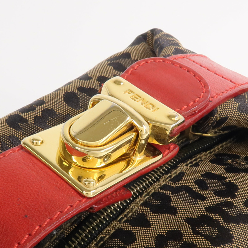 FENDI 帆布/皮革Cosmetic Pouch金扣化妝袋-5