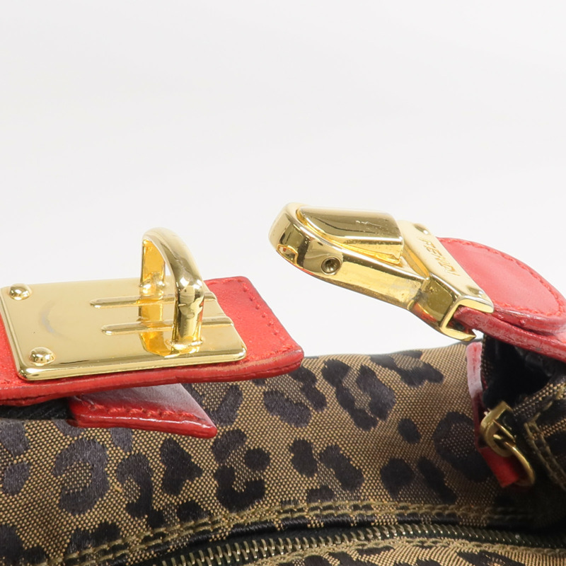 FENDI 帆布/皮革Cosmetic Pouch金扣化妝袋-6