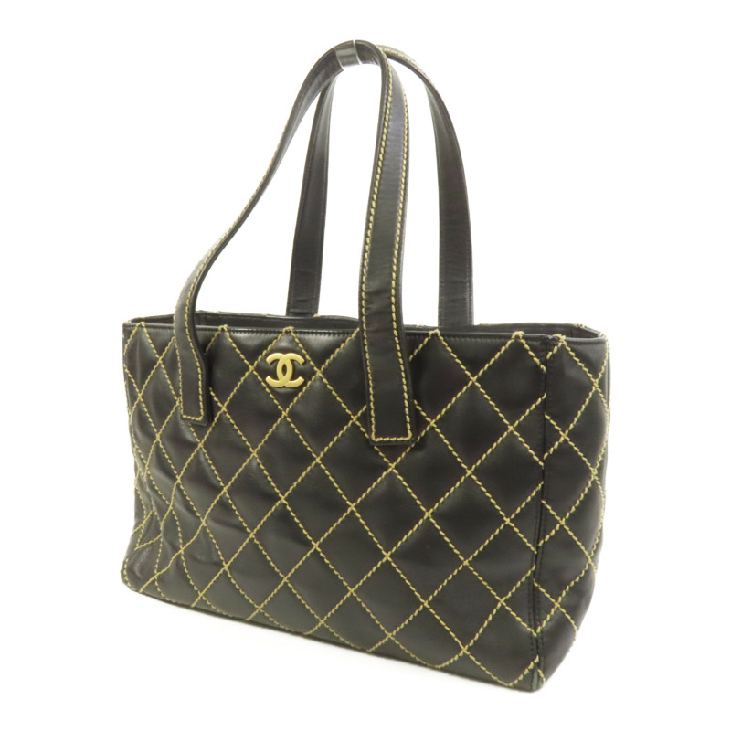 CHANEL 牛皮皮革Tote Bag金扣肩背袋-2