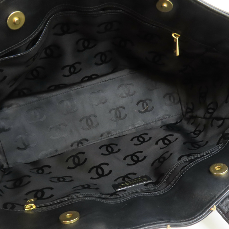 CHANEL 牛皮皮革Tote Bag金扣肩背袋-4