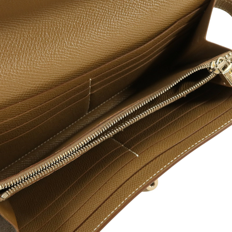 HERMES Epsom皮革Kelly Long Wallet銀扣長錢包Etoupe-5