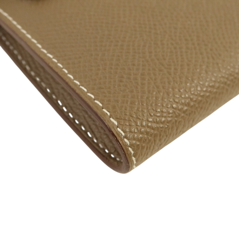 HERMES Epsom皮革Kelly Long Wallet銀扣長錢包Etoupe-10