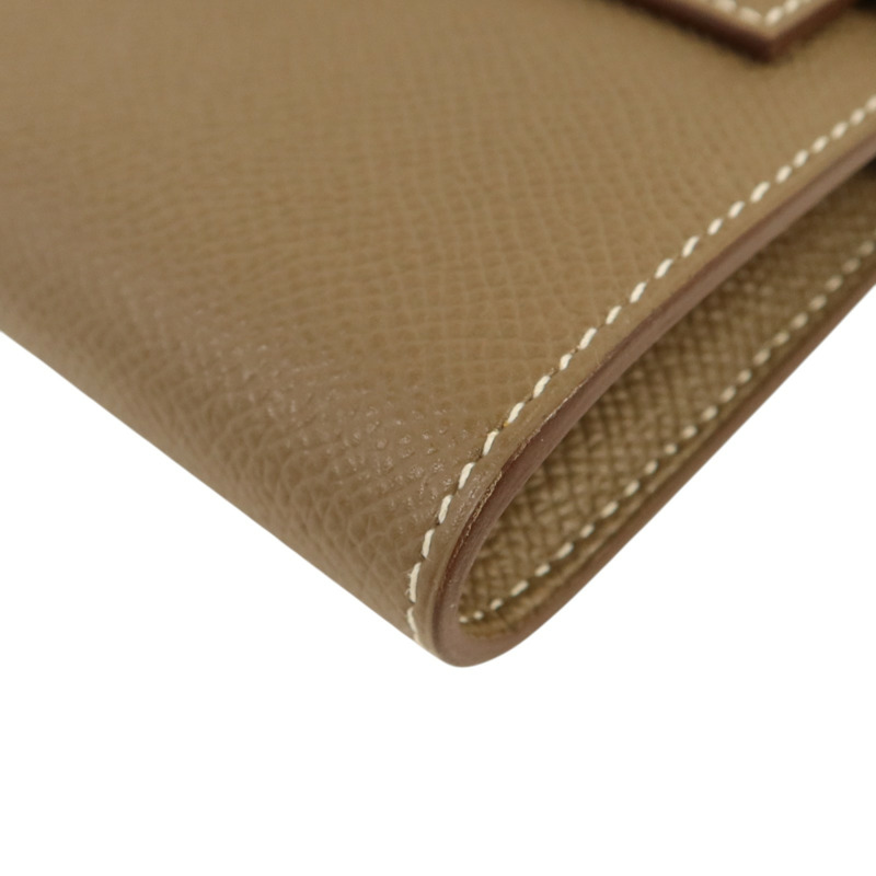HERMES Epsom皮革Kelly Long Wallet銀扣長錢包Etoupe-11