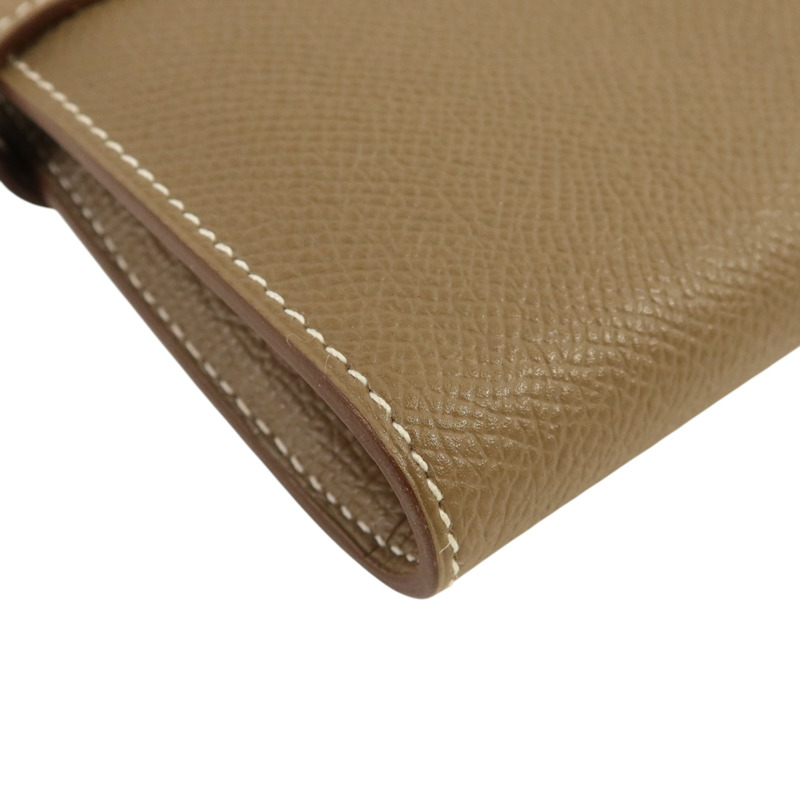 HERMES Epsom皮革Kelly Long Wallet銀扣長錢包Etoupe-12