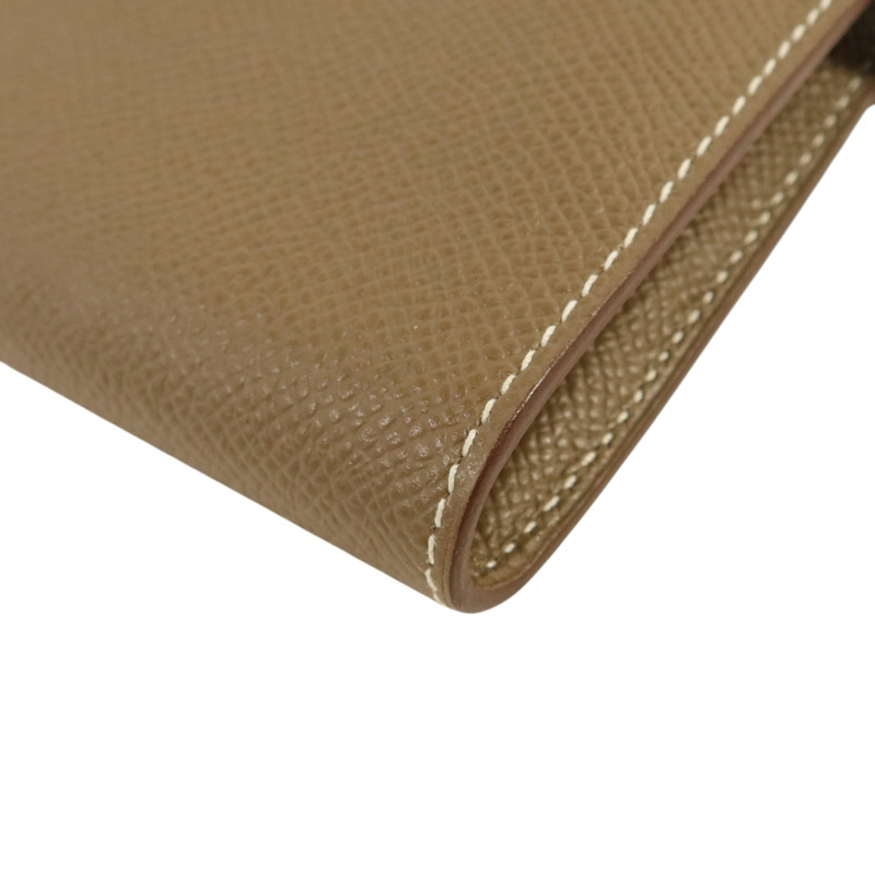 HERMES Epsom皮革Kelly Long Wallet銀扣長錢包Etoupe-13