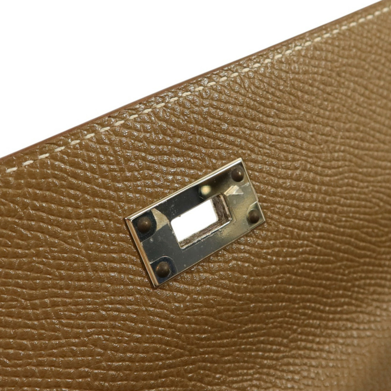 HERMES Epsom皮革Kelly Long Wallet銀扣長錢包Etoupe-14