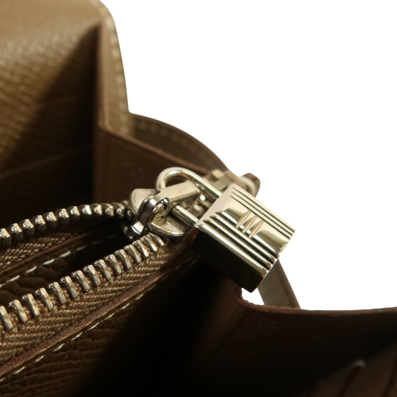 HERMES Epsom皮革Kelly Long Wallet銀扣長錢包Etoupe-15