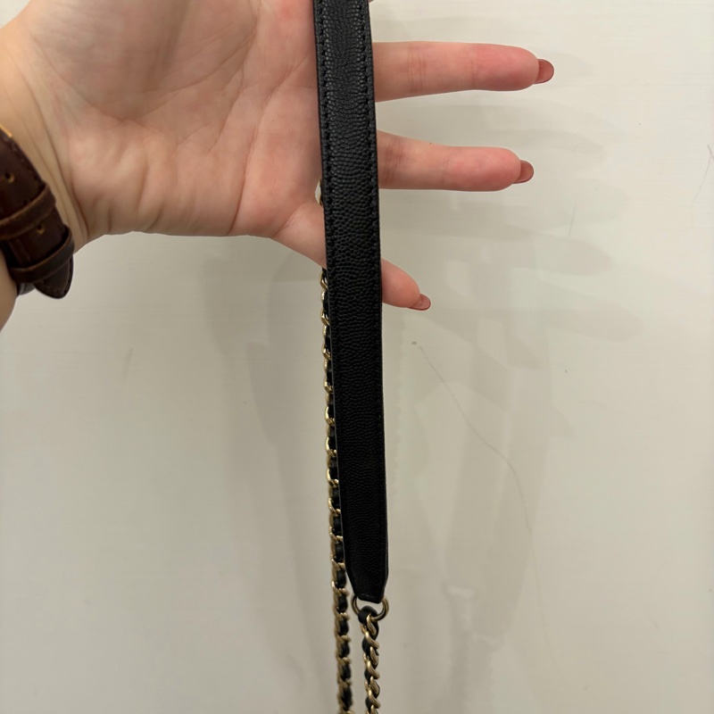 Chanel 黑荔枝皮淡金釦COCO HANDLE 小號A92990-14