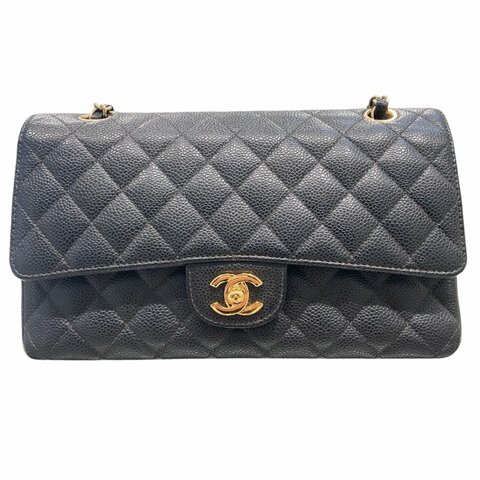 CHANEL 香奈兒 CF25側背包 荔枝皮 黑色 金扣 經典雙翻蓋