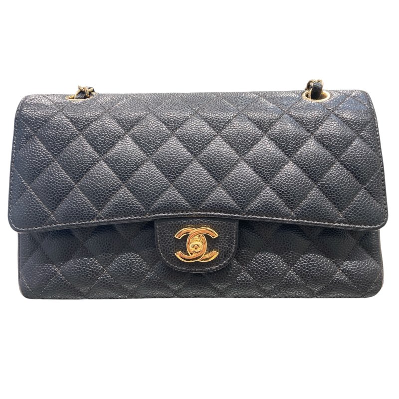 CHANEL 香奈兒 CF25側背包 荔枝皮 黑色 金扣 經典雙翻蓋-0