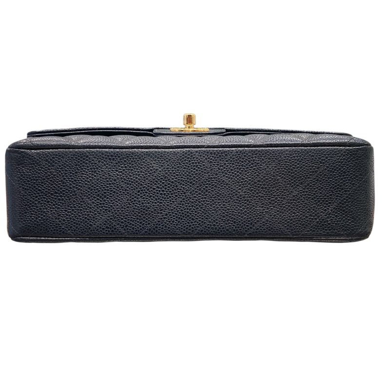 CHANEL 香奈兒 CF25側背包 荔枝皮 黑色 金扣 經典雙翻蓋-4