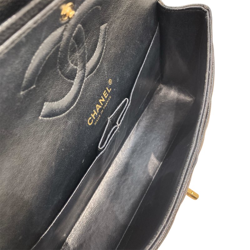CHANEL 香奈兒 CF25側背包 荔枝皮 黑色 金扣 經典雙翻蓋-10