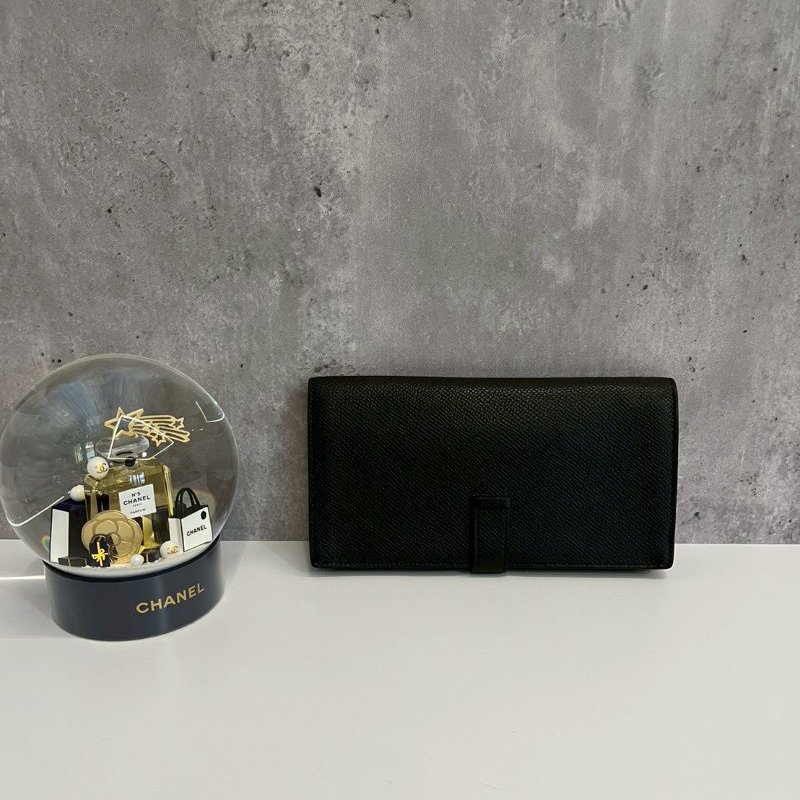 Hermes Bearn 長夾黑銀-1