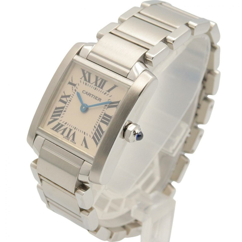 卡地亞 Tank Française SM 女士腕錶，不鏽鋼材質，銀色，型號 W51008Q3-1