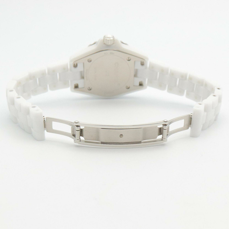 香奈兒 J12 29毫米 8鑽腕錶，陶瓷錶殼，鑲鑽，女士款，白色錶盤/白色錶殼，H2570-3