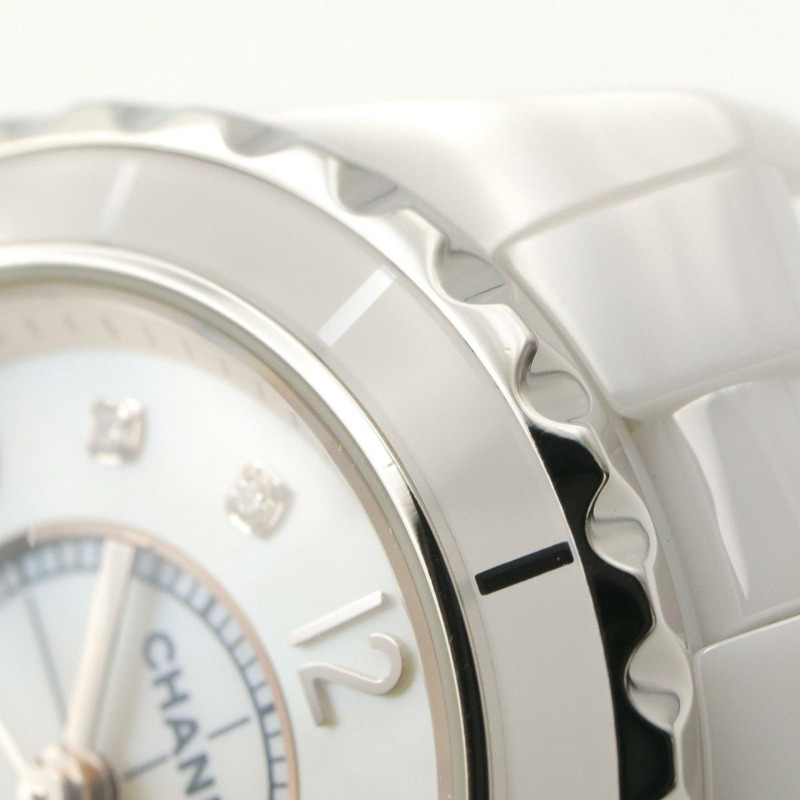 香奈兒 J12 29毫米 8鑽腕錶，陶瓷錶殼，鑲鑽，女士款，白色錶盤/白色錶殼，H2570-10