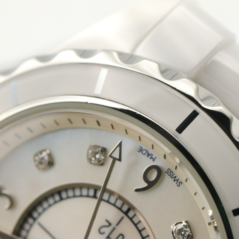 香奈兒 J12 29毫米 8鑽腕錶，陶瓷錶殼，鑲鑽，女士款，白色錶盤/白色錶殼，H2570-11