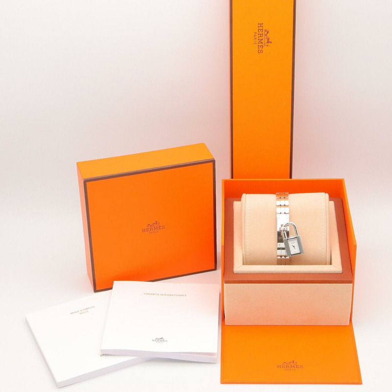 愛馬仕凱莉腕錶，不鏽鋼材質，女士款，白色，KE4.110-10