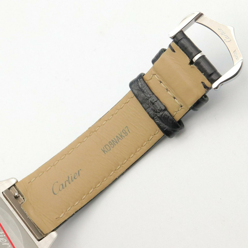 卡地亞 Santos Dumont LM 男士腕錶，18K 玫瑰金 (PG)，不鏽鋼，皮錶帶，銀色/金色，W2SA0011-12