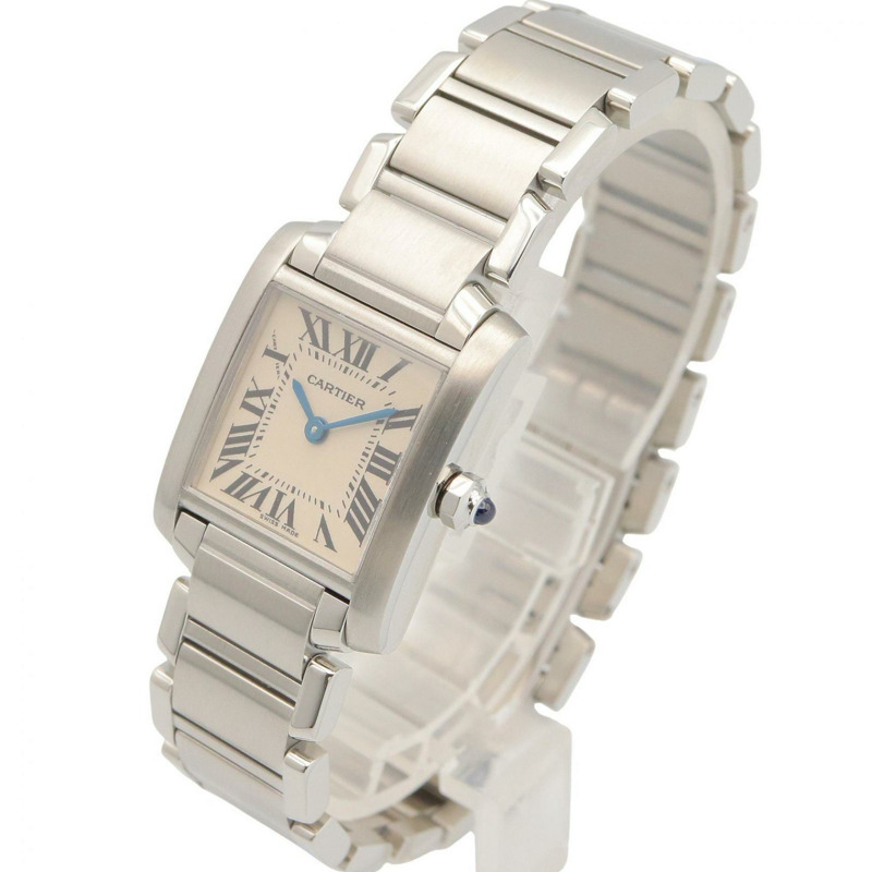 卡地亞 Tank Française SM 女士腕錶,不鏽鋼材質,象牙色 (W51008Q3)-1