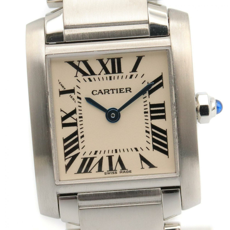 卡地亞 Tank Française SM 女士腕錶,不鏽鋼材質,象牙色 (W51008Q3)-2