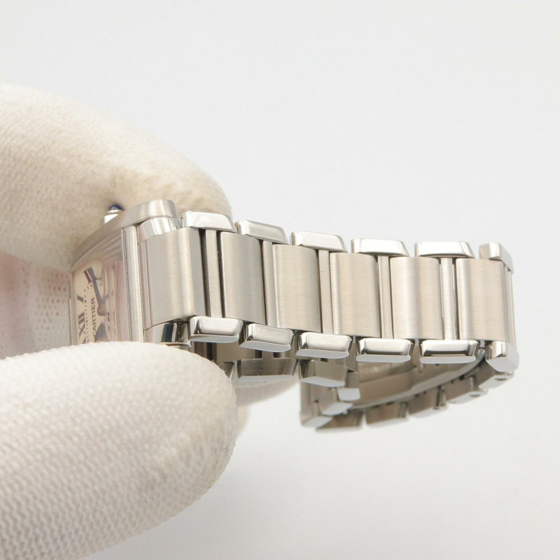 卡地亞 Tank Française SM 女士腕錶,不鏽鋼材質,象牙色 (W51008Q3)-7