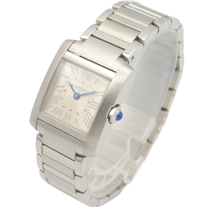 卡地亞 Tank Française SM 女士腕錶,不鏽鋼材質,銀色,型號 WSTA0065-1