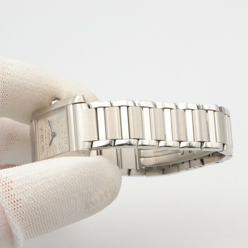 卡地亞 Tank Française SM 女士腕錶,不鏽鋼材質,銀色,型號 WSTA0065-6