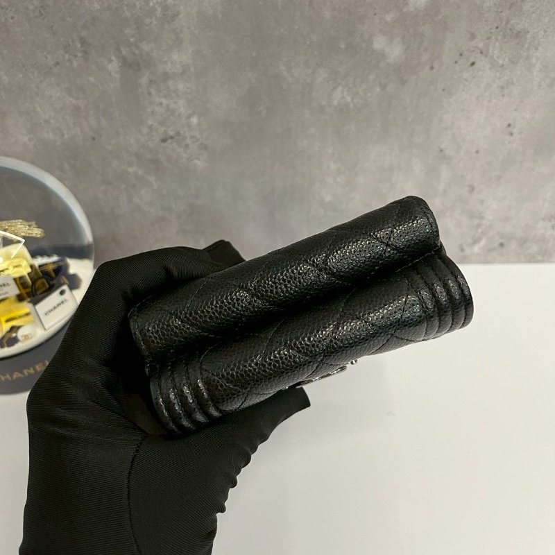 Chanel Boy 三摺短夾 黑銀 全新品-5
