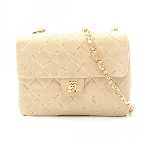 CHANEL 迷你 Matelasse 20 斜背鏈條單肩包 A01163 小羊皮米色 GHW