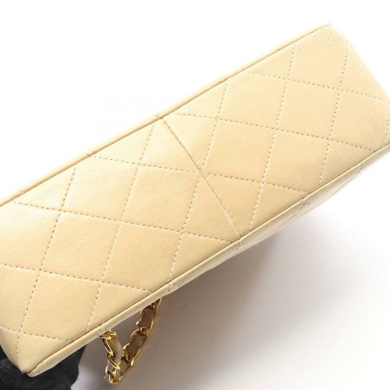 CHANEL 迷你 Matelasse 20 斜背鏈條單肩包 A01163 小羊皮米色 GHW-8