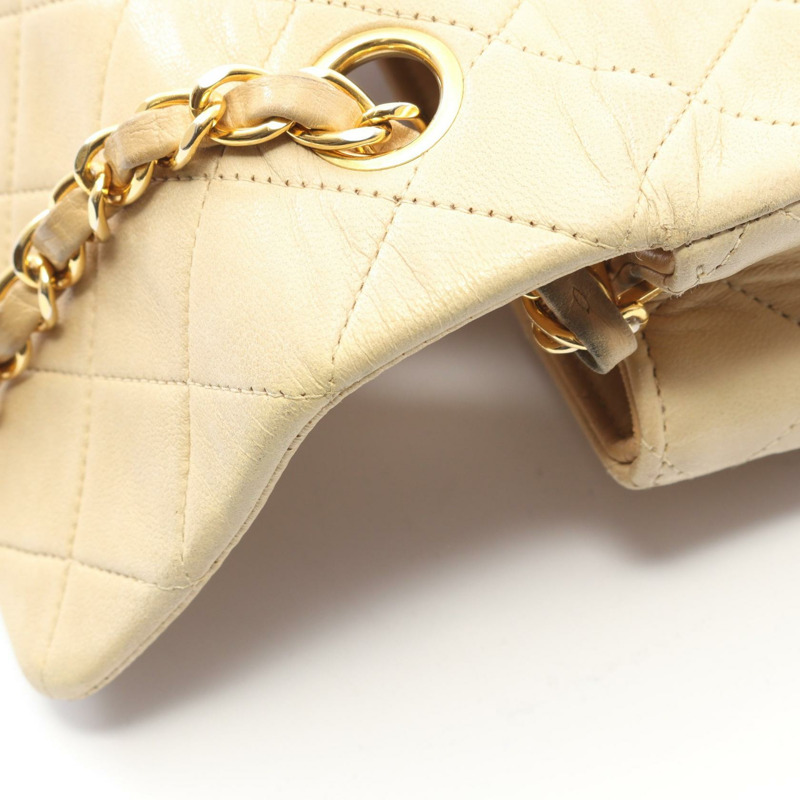 CHANEL 迷你 Matelasse 20 斜背鏈條單肩包 A01163 小羊皮米色 GHW-11