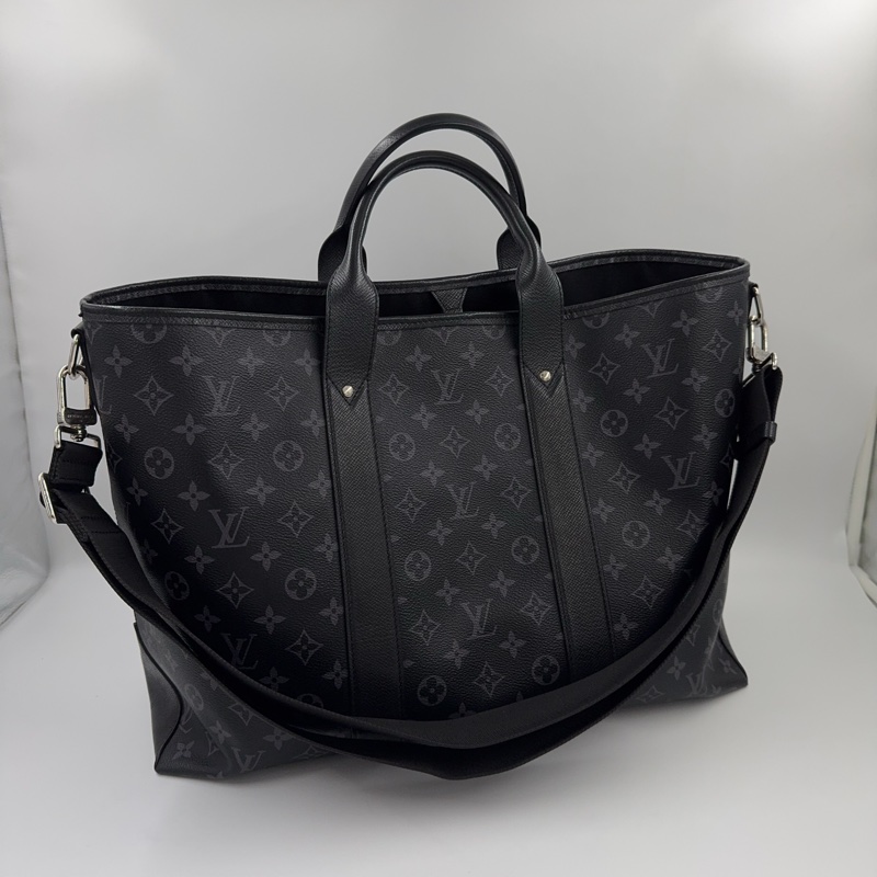 LV 黑灰原花Weekend NM銀釦手提斜背托特包M30937-7