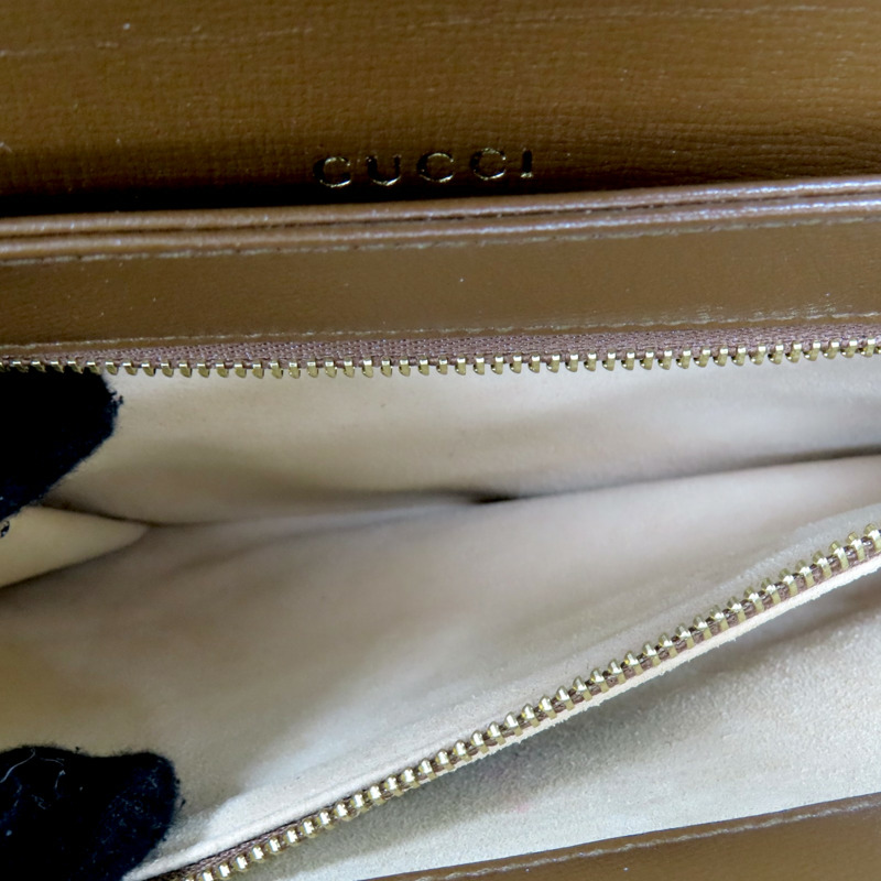 烏木色 帆布 棕色 牛皮 馬銜扣 1955 肩背包【GUCCI 古馳】 602204-6