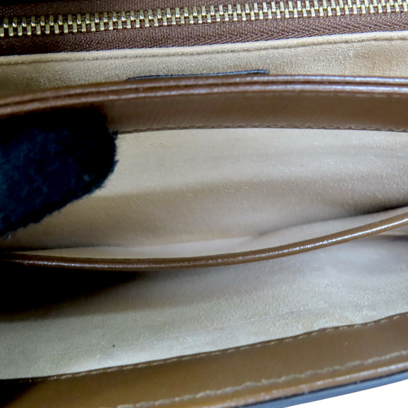 烏木色 帆布 棕色 牛皮 馬銜扣 1955 肩背包【GUCCI 古馳】 602204-7