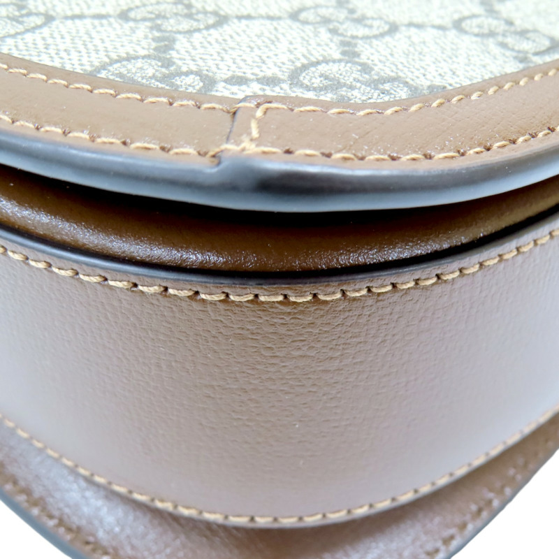 烏木色 帆布 棕色 牛皮 馬銜扣 1955 肩背包【GUCCI 古馳】 602204-14