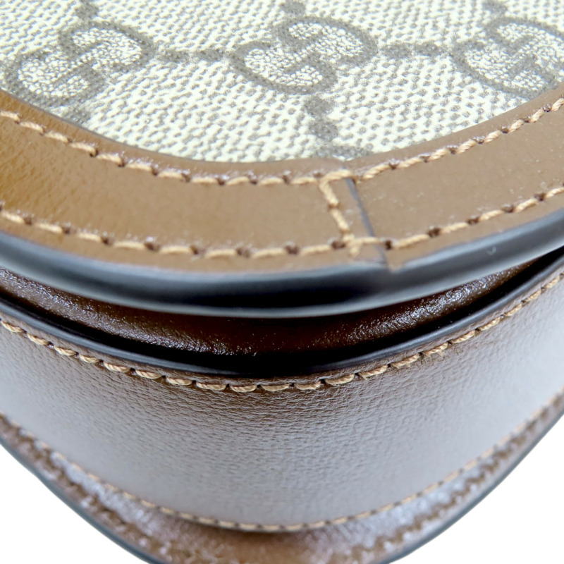烏木色 帆布 棕色 牛皮 馬銜扣 1955 肩背包【GUCCI 古馳】 602204-15