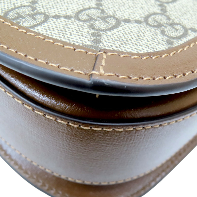 烏木色 帆布 棕色 牛皮 馬銜扣 1955 肩背包【GUCCI 古馳】 602204-16