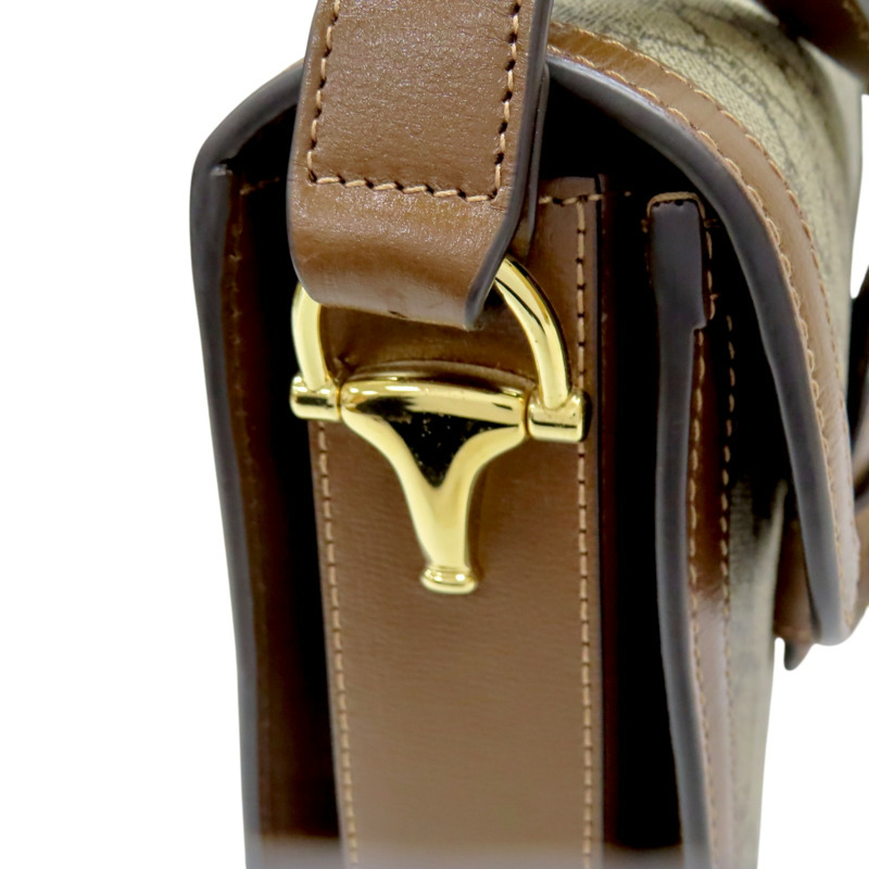 烏木色 帆布 棕色 牛皮 馬銜扣 1955 肩背包【GUCCI 古馳】 602204-18