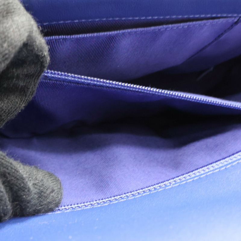 藍色 菱格紋 牛皮 Boy 28 鍊帶 肩背包 銀釦【CHANEL 香奈兒】 A92193-5