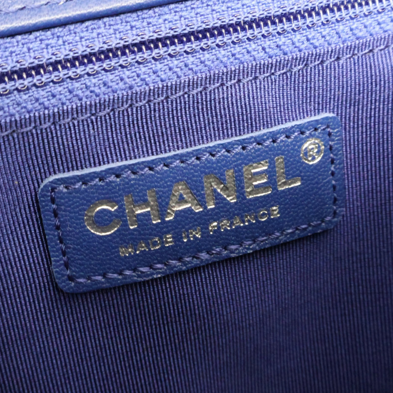 藍色 菱格紋 牛皮 Boy 28 鍊帶 肩背包 銀釦【CHANEL 香奈兒】 A92193-7