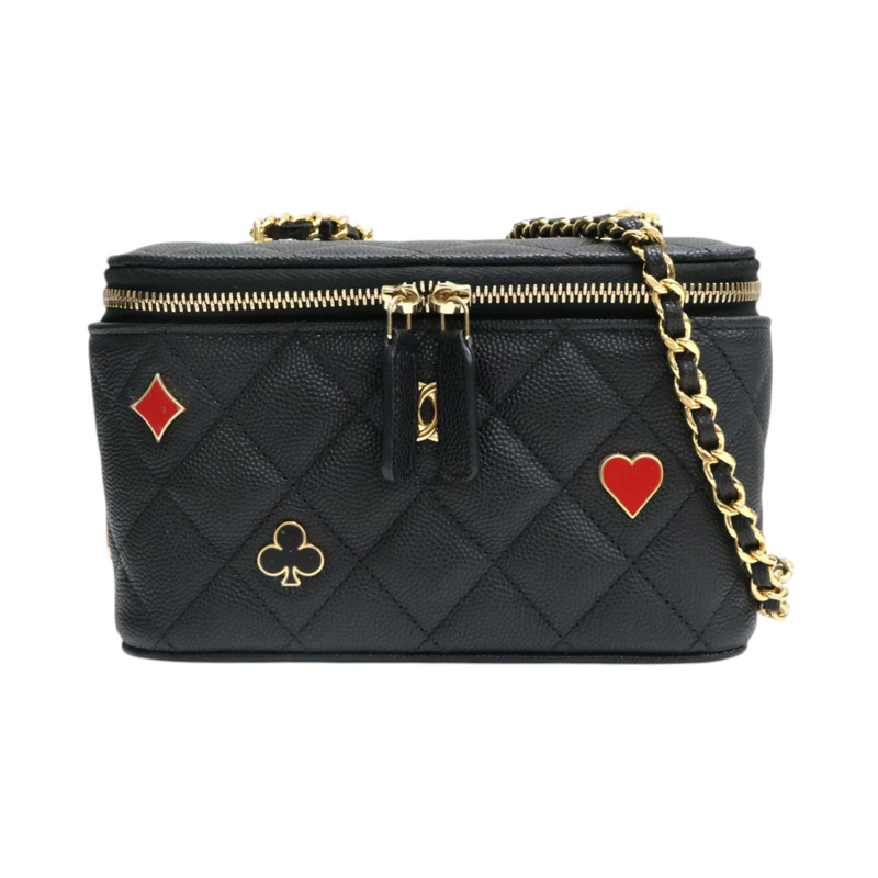 黑色 菱格紋 荔枝紋 牛皮 Coco Casino Vanity Case 鏈條包 肩背包【CHANEL 香奈兒】 AP3079-0