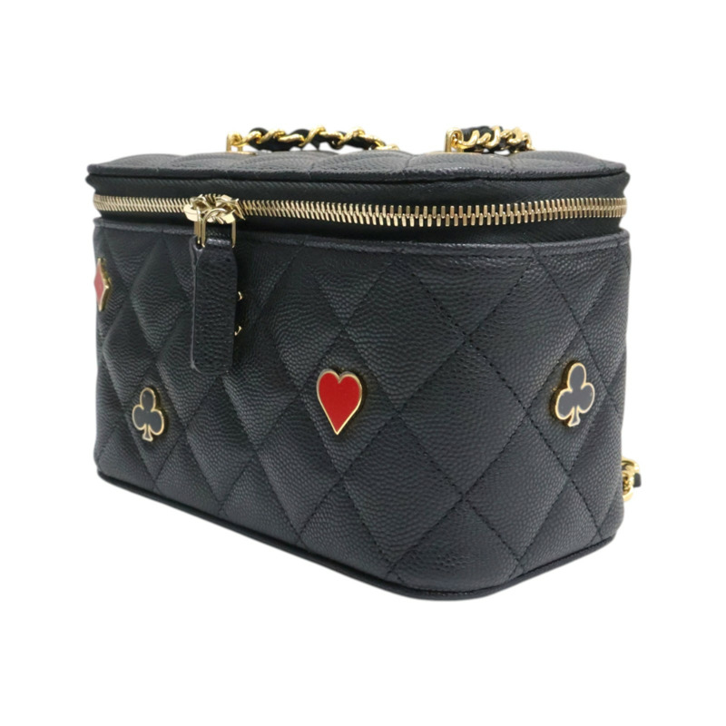 黑色 菱格紋 荔枝紋 牛皮 Coco Casino Vanity Case 鏈條包 肩背包【CHANEL 香奈兒】 AP3079-2