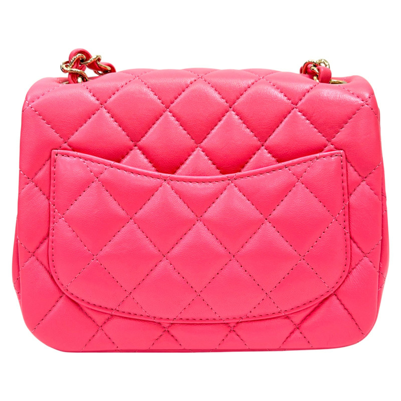 粉紅色 菱格紋 羊皮 Mini 口蓋包 肩背包【CHANEL 香奈兒】 A35200-2