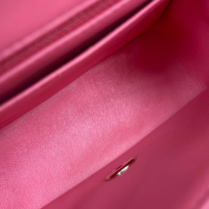 粉紅色 菱格紋 羊皮 Mini 口蓋包 肩背包【CHANEL 香奈兒】 A35200-4